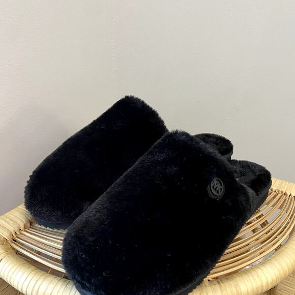 Michael Kors Janis Faux Fur Luxe Slippers Black Women's 9 - Picture 1 of 8